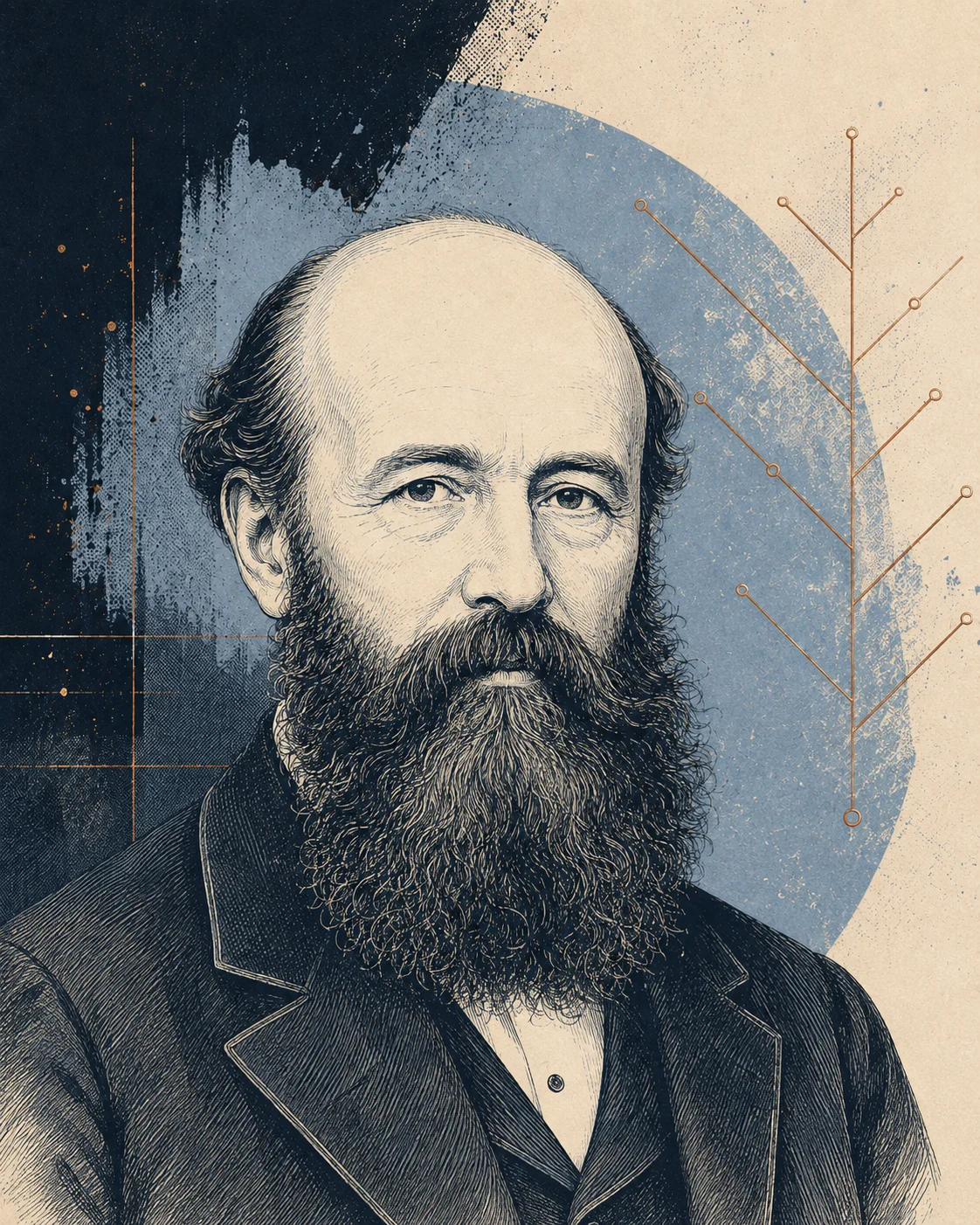 Stylised engraved portrait of Wilhelm Killing
